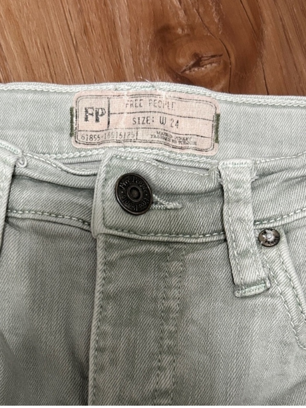 Free People Washed Sage Green High-Rise Skinny Jeans